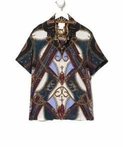 Camilla EBoutique (US) Up To 30% Off SHORT SLEEVE CAMP COLLARED SHIRT DINING HALL DARLING