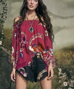 Camilla EBoutique (US) Up To 50% Off OFF SHOULDER SHIRRED BLOUSE APPLE EYED