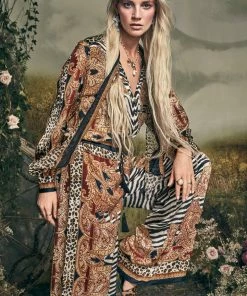 Camilla EBoutique (US) BUTTON DOWN BLOUSE WITH NECKTIE WILD FIRE