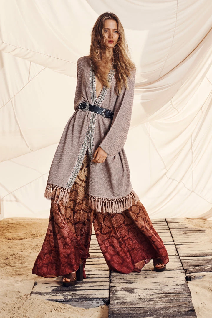 Camilla EBoutique (US) METALLIC KNIT PONCHO WITH TASSELS COASTAL TREASURE