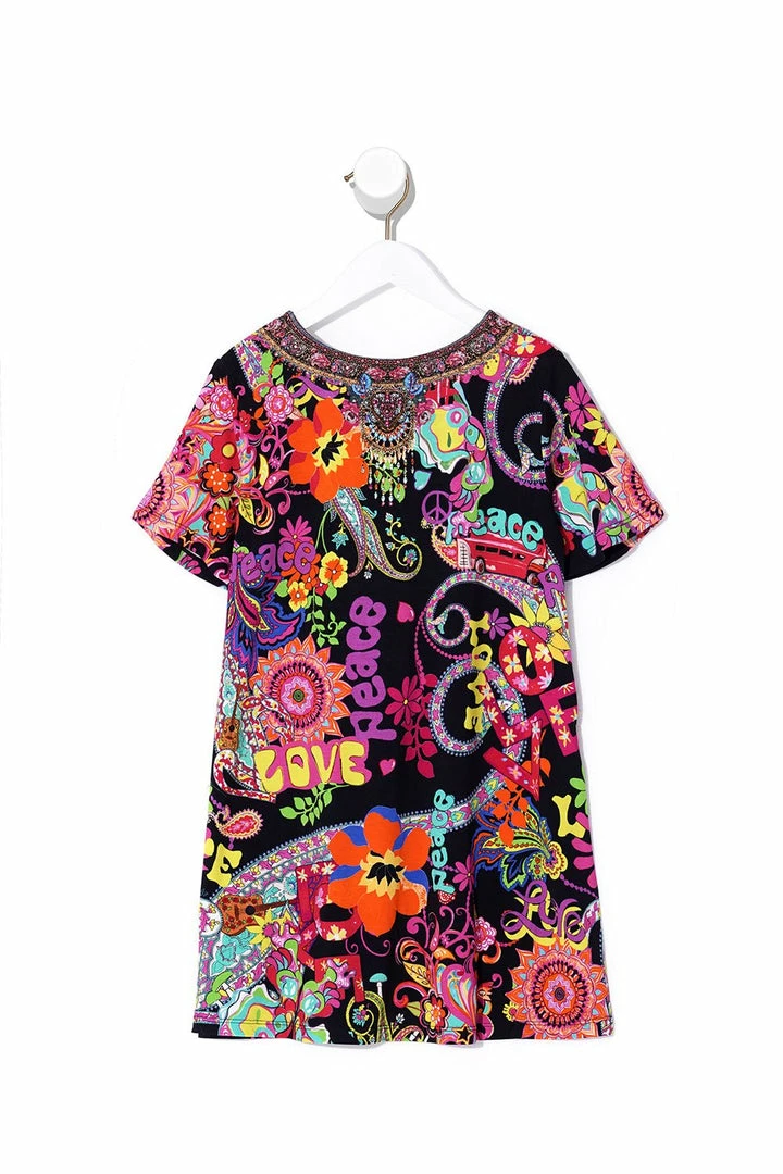 Camilla EBoutique (US) Up To 30% Off KIDS TSHIRT DRESS WITH FLARE HEM PEACE LOVE AND HAIR