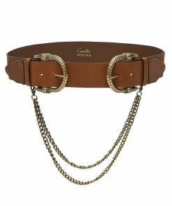Camilla EBoutique (US) DOUBLE CROC LEATHER BELT TAN Up To 30% Off