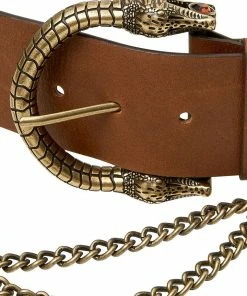 Camilla EBoutique (US) DOUBLE CROC LEATHER BELT TAN Up To 30% Off
