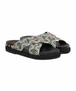 Camilla EBoutique (US) EMBELLISHED ESPADRILLE SLIDE SOLID BLACK