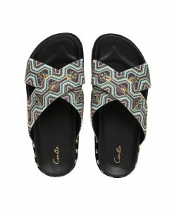 Camilla EBoutique (US) EMBELLISHED ESPADRILLE SLIDE SOLID BLACK