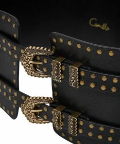 Camilla EBoutique (US) WIDE DOUBLE BUCKLE BELT SOLID BLACK Accessories