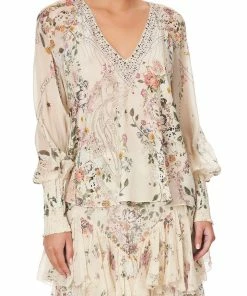Camilla EBoutique (US) Up To 50% Off SHIRRED CUFF BLOUSE PHOENIX FLOWER