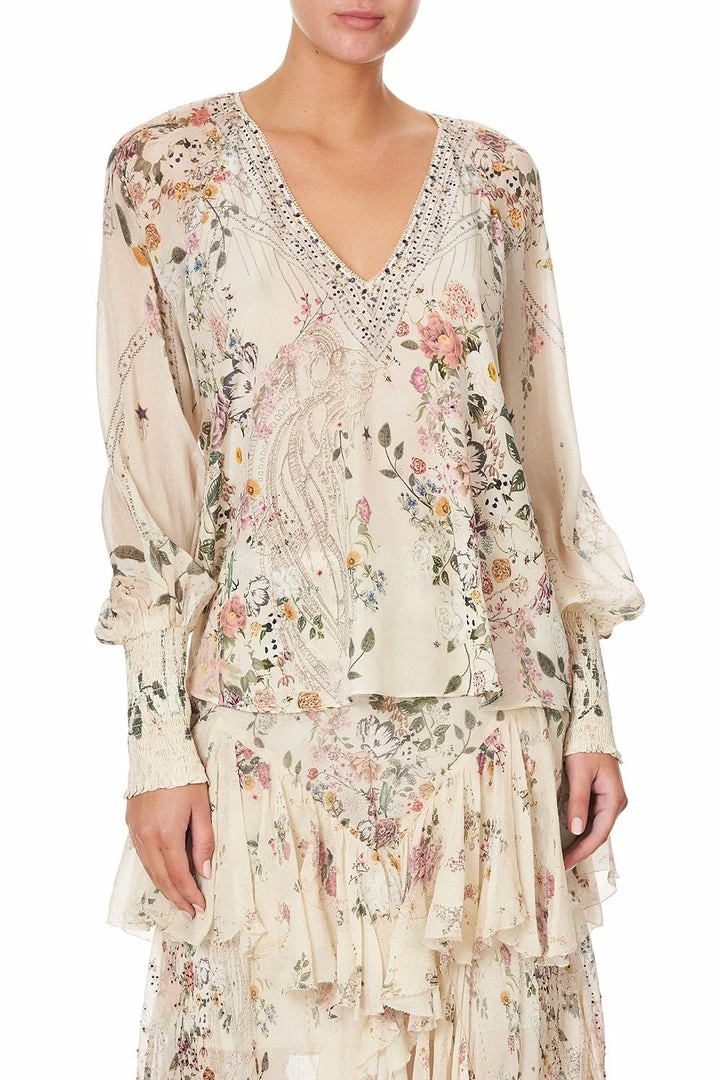 Camilla EBoutique (US) Up To 50% Off SHIRRED CUFF BLOUSE PHOENIX FLOWER