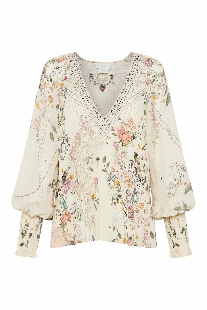 Camilla EBoutique (US) Up To 50% Off SHIRRED CUFF BLOUSE PHOENIX FLOWER