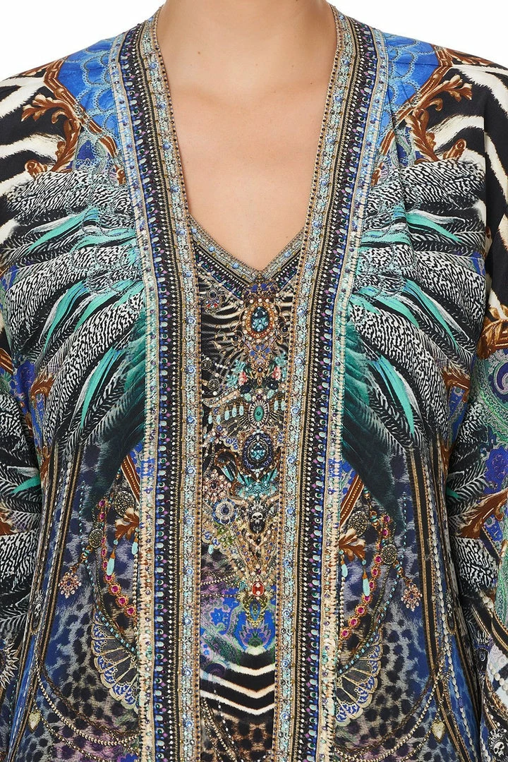 Camilla EBoutique (US) KIMONO WITH LONG UNDERLAYER ANIMAL ARMY