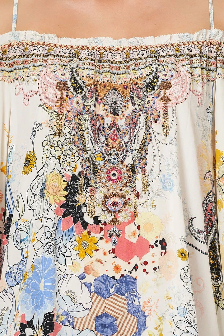 Camilla EBoutique (US) OFF SHOULDER DRESS WITH STRAPS BRITAIN BOUQUET Up To 30% Off