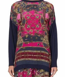 Camilla EBoutique (US) SILK FRONT KNIT JUMPER WITH EXAGGERATED SLEEVE DINING HALL DARLING