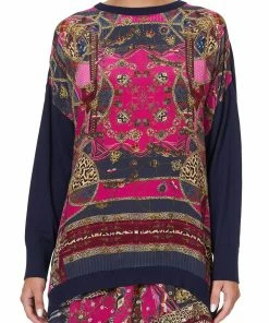Camilla EBoutique (US) SILK FRONT KNIT JUMPER WITH EXAGGERATED SLEEVE DINING HALL DARLING