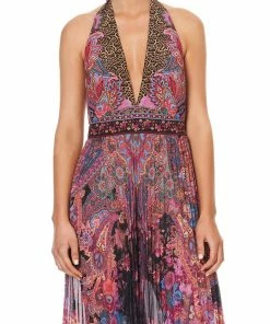 Camilla EBoutique (US) Sale Clothing TIE NECK HALTER JUMPSUIT SWINGING SIXTIES