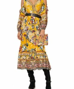 Camilla EBoutique (US) SPLIT SLEEVE WRAP DRESS CROWNED ROSES Sale Clothing