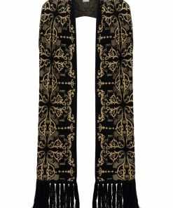 Camilla EBoutique (US) JACQUARD SCARF WITH FRINGING SOLID BLACK Sale Accessories