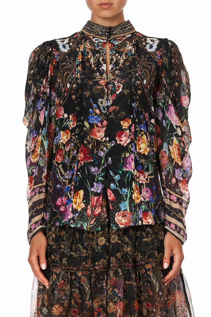 Camilla EBoutique (US) PINTUCK BLOUSE WITH DRAPED SLEEVE BLUSHING MANOR