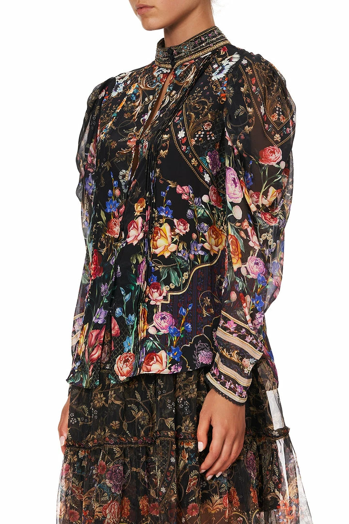 Camilla EBoutique (US) PINTUCK BLOUSE WITH DRAPED SLEEVE BLUSHING MANOR