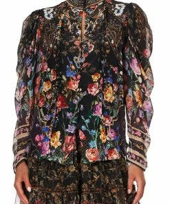 Camilla EBoutique (US) PINTUCK BLOUSE WITH DRAPED SLEEVE BLUSHING MANOR