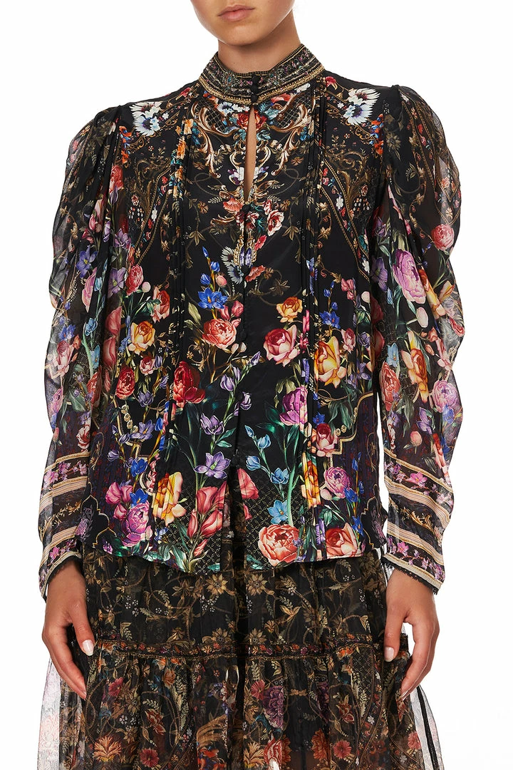 Camilla EBoutique (US) PINTUCK BLOUSE WITH DRAPED SLEEVE BLUSHING MANOR