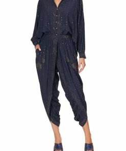 Camilla EBoutique (US) Sale Clothing GATHERED WRAP FRONT TROUSER LUXE NAVY