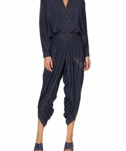 Camilla EBoutique (US) Sale Clothing GATHERED WRAP FRONT TROUSER LUXE NAVY