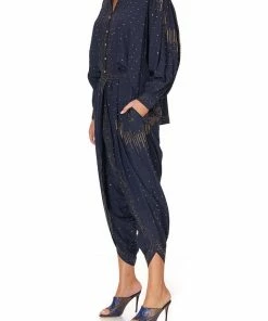 Camilla EBoutique (US) Sale Clothing GATHERED WRAP FRONT TROUSER LUXE NAVY