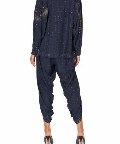 Camilla EBoutique (US) Sale Clothing GATHERED WRAP FRONT TROUSER LUXE NAVY