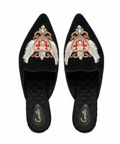 Camilla EBoutique (US) EMBROIDERED SLIPPER SOLID BLACK Sale Accessories
