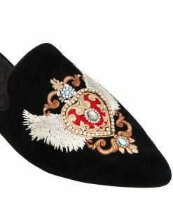 Camilla EBoutique (US) EMBROIDERED SLIPPER SOLID BLACK Sale Accessories