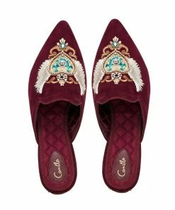 Camilla EBoutique (US) Sale Accessories EMBROIDERED SLIPPER BURGUNDY