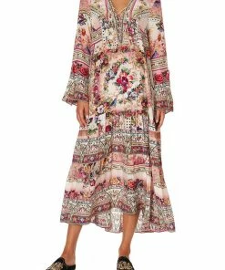 Camilla EBoutique (US) LACE UP DRESS WITH TIERED HEM SUMMONED BY A ROSE
