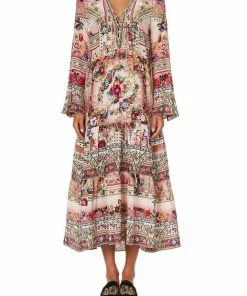 Camilla EBoutique (US) LACE UP DRESS WITH TIERED HEM SUMMONED BY A ROSE