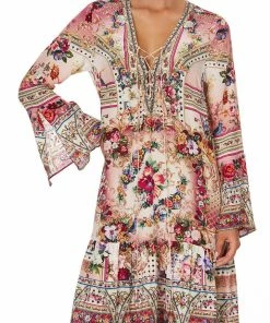 Camilla EBoutique (US) LACE UP DRESS WITH TIERED HEM SUMMONED BY A ROSE