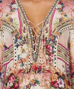 Camilla EBoutique (US) LACE UP DRESS WITH TIERED HEM SUMMONED BY A ROSE