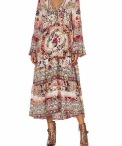 Camilla EBoutique (US) LACE UP DRESS WITH TIERED HEM SUMMONED BY A ROSE