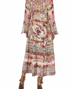 Camilla EBoutique (US) LACE UP DRESS WITH TIERED HEM SUMMONED BY A ROSE