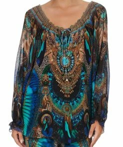 Camilla EBoutique (US) Sale Clothing NECK TIE GATHERED BLOUSE TEMPLE TEMPTRESS