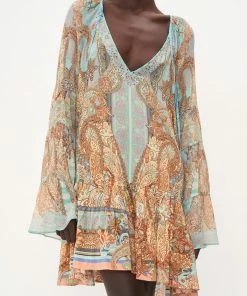 Camilla EBoutique (US) A-LINE GATHERED PANEL DRESS MAKE LOVE NOT WAR Clothing