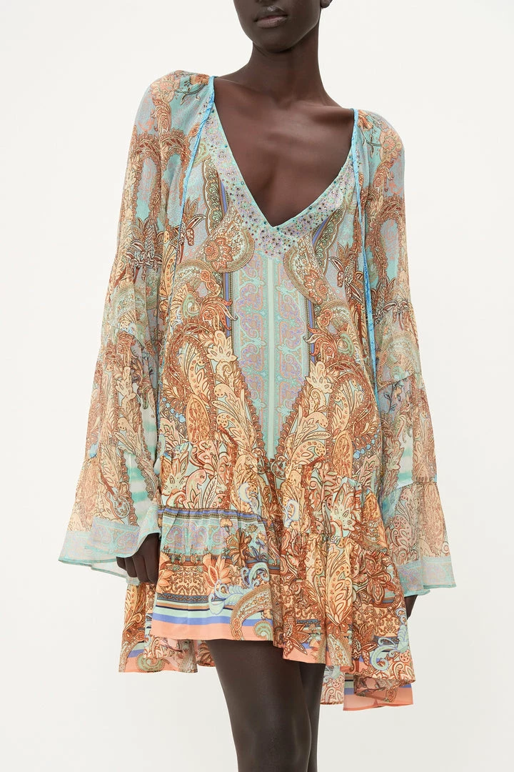 Camilla EBoutique (US) A-LINE GATHERED PANEL DRESS MAKE LOVE NOT WAR Clothing