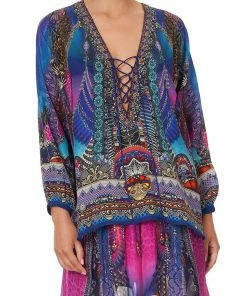 Camilla EBoutique (US) LACE UP BLOUSE MIDNIGHT MADNESS Sale Clothing