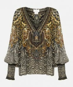 Camilla EBoutique (US) SHIRRED CUFF BLOUSE ARMADA Sale Clothing