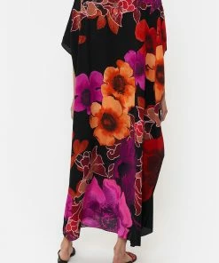 Camilla EBoutique (US) ROUND NECK KAFTAN MIDNIGHT POPPY