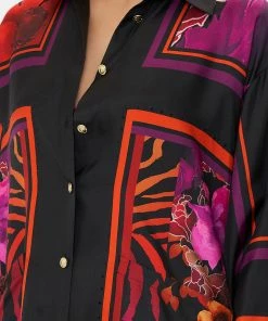 Camilla EBoutique (US) Sale Clothing SHIRT TUNIC WITH POCKETS MIDNIGHT POPPY