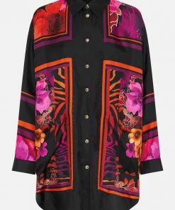 Camilla EBoutique (US) Sale Clothing SHIRT TUNIC WITH POCKETS MIDNIGHT POPPY