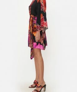 Camilla EBoutique (US) Sale Clothing SHORT KAFTAN WITH NECKBAND MIDNIGHT POPPY