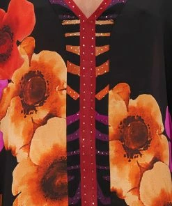 Camilla EBoutique (US) Sale Clothing SHORT KAFTAN WITH NECKBAND MIDNIGHT POPPY