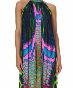 Camilla EBoutique (US) TIE NECK LONG DRESS POSEIDONS POISON New To Sale
