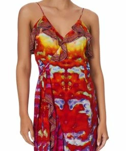 Camilla EBoutique (US) LONG WRAP DRESS WITH FRILL BANSHEE BECKONS Sale Clothing