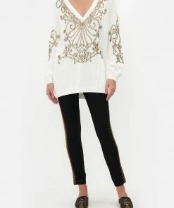 Camilla EBoutique (US) EMBELLISHED V NECK KNIT ARMADA Up To 50% Off